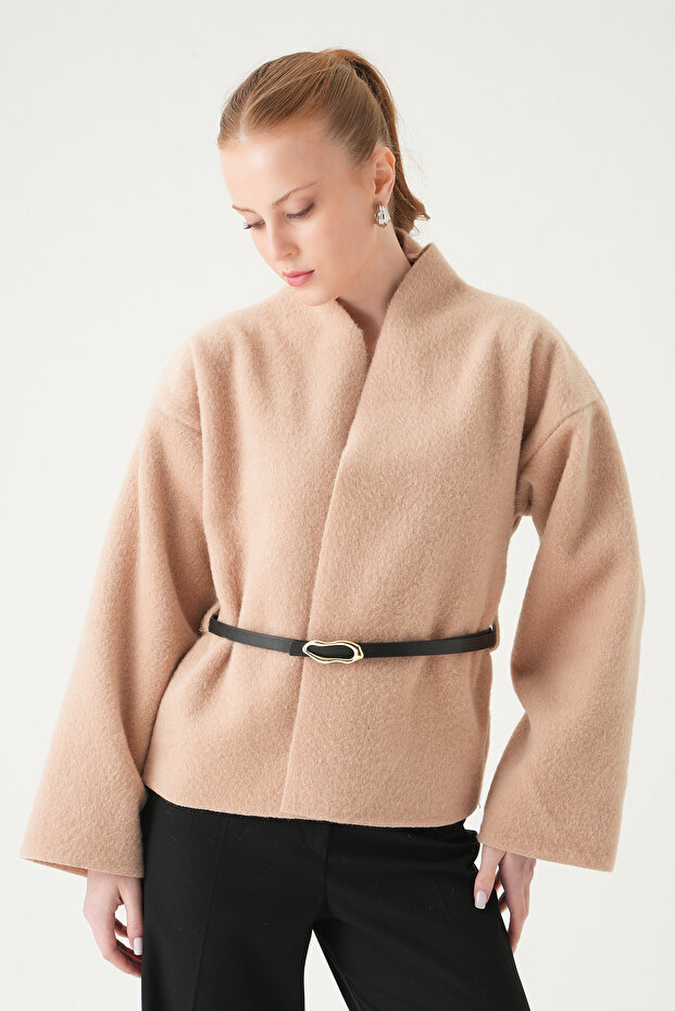 Beige Belt Piece Jacket 3100A - 6