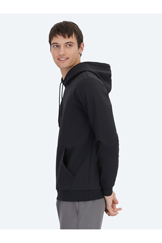 Siyah Kapüşonlu Sweatshırt - 3