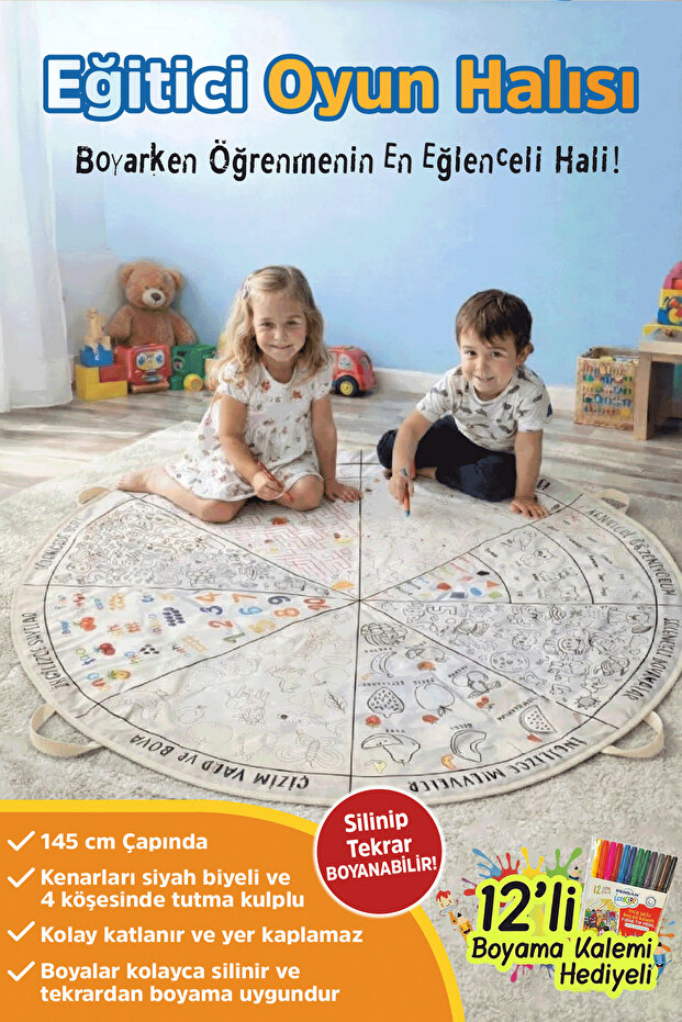 Educational Play Rug Sqft Erasable Painting Mat Birthday Gift Nursery Activity Floor
