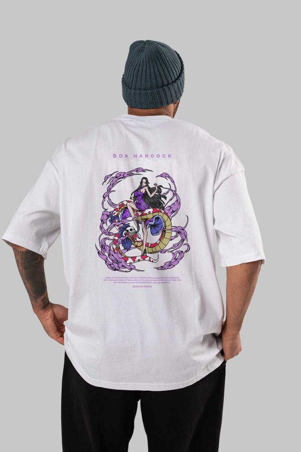 Boa Hancock Anime Back Printed White Oversize t-shirt 100% cotton Men Women