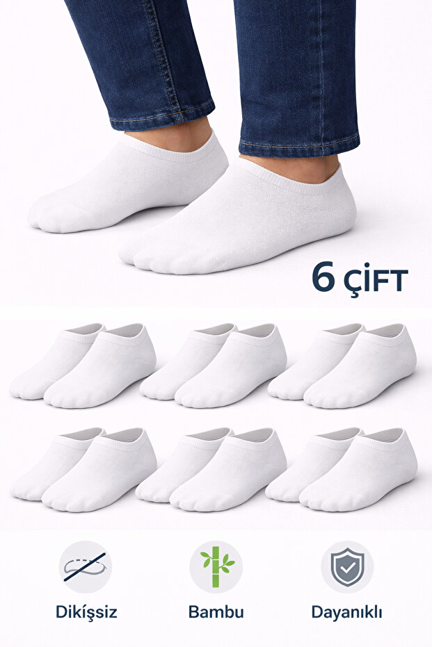 Men's Bamboo 6-Piece Stitch-Free Sneakers Socks