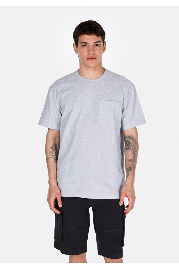 Comfort Fit Round Neck Plain Men's Blue Short Sleeve T-Shirt