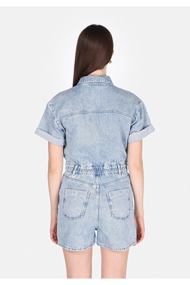 Regular Fit High Waist Straight Women's Indigo Ecologic Jean Shorts