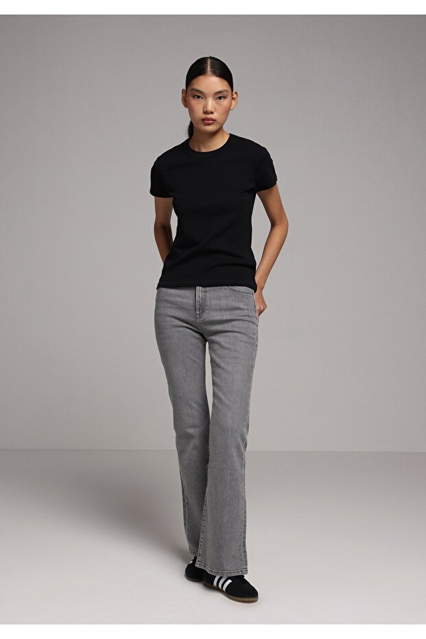 Regular Fit Women's Gray Denim Jean Trousers