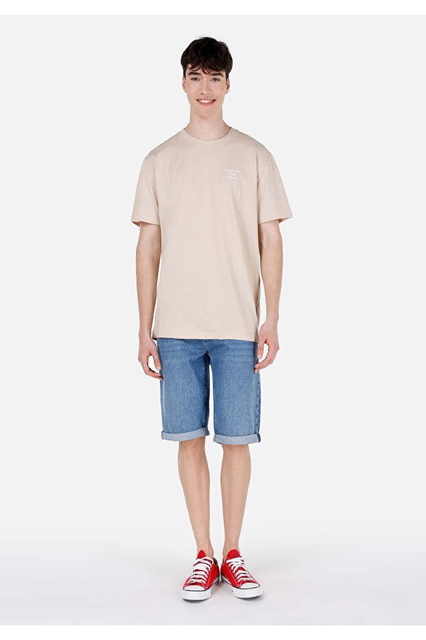 Straight Fit Düşük Bel Erkek Mavi Jean Şort - 1