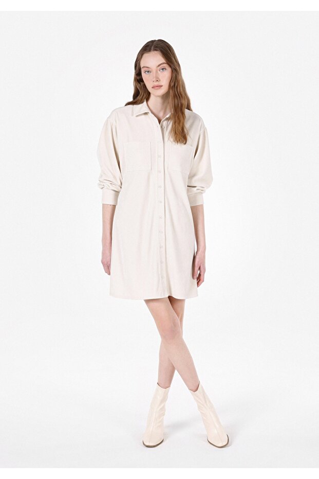 Slim Fit Women's Ecru Dress