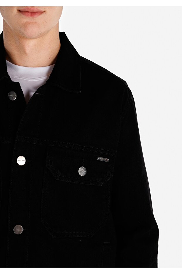 Regular Fit Buttoned Unlined Men's Black Jacket - 5