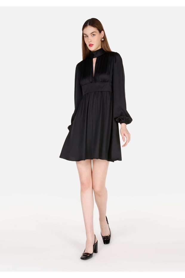 Regular Fit Woven Women's Black Dress