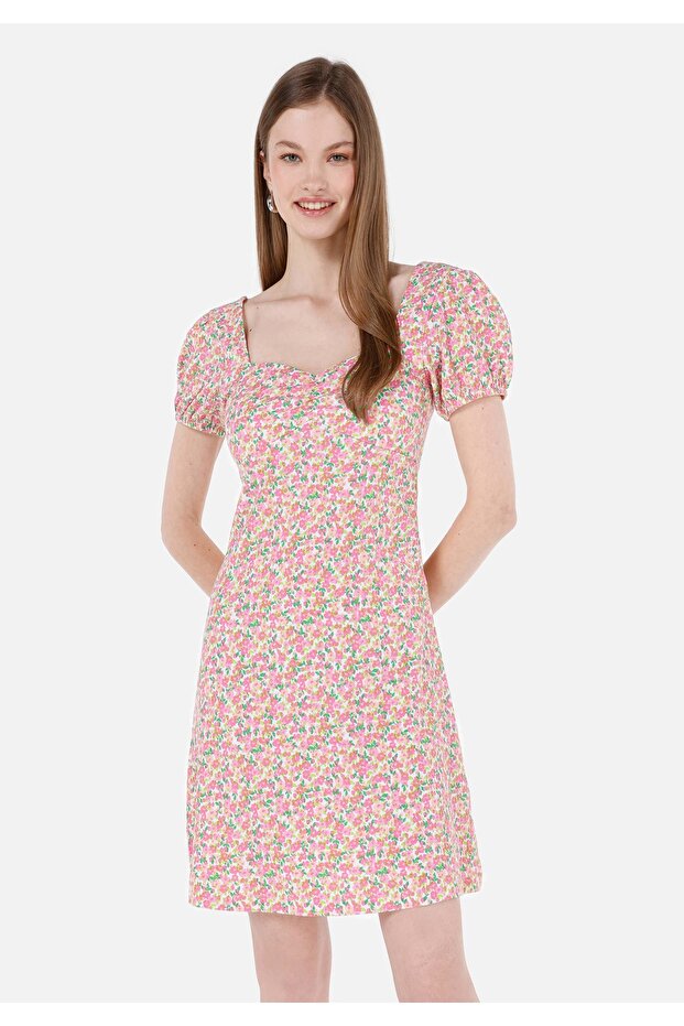 Slim Fit Women's Pink Short Sleeve Dress
