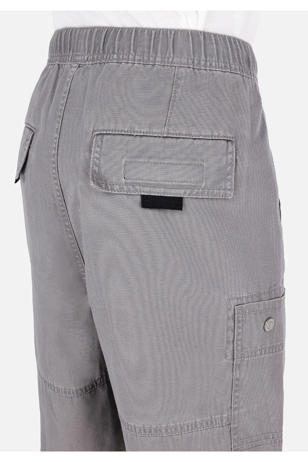 Comfort Fit Orta Bel Düz Erkek Gri Şort - 6