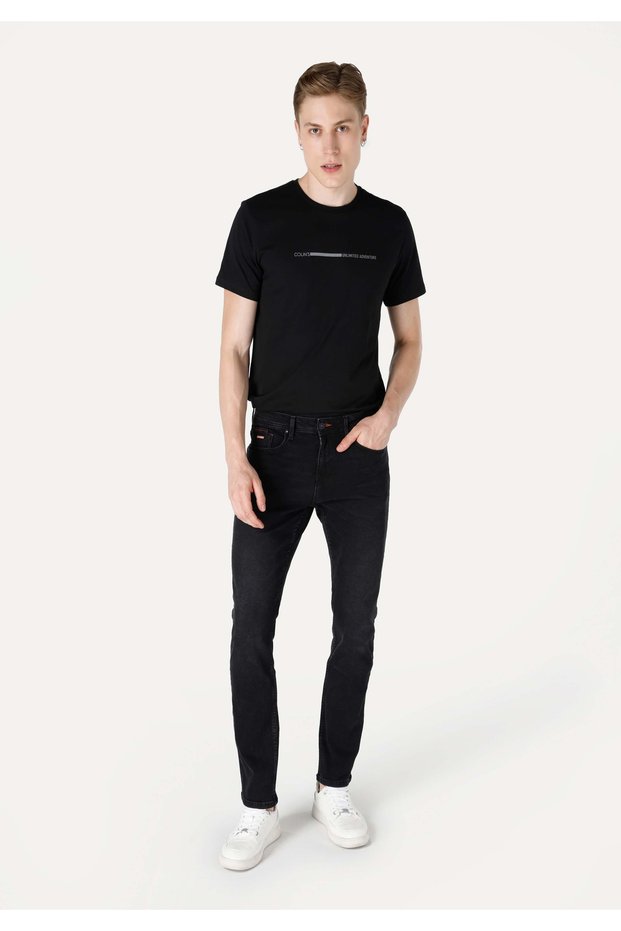 044 Karl Straight Fit Low Waist Straight Leg Men's Black Jean Trousers Cl1065259