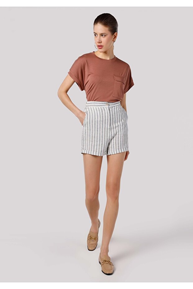 Regular Fit High Waist Women's White Shorts