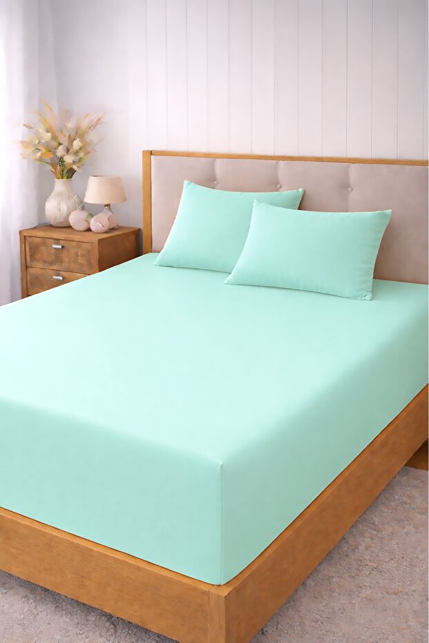 Double Elastic Sheet Set Cotton Gray