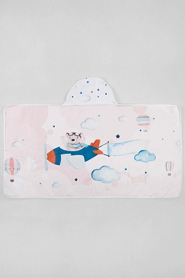 Pilot Bear 100% Cotton Children's Poncho Printed 65X125 cm