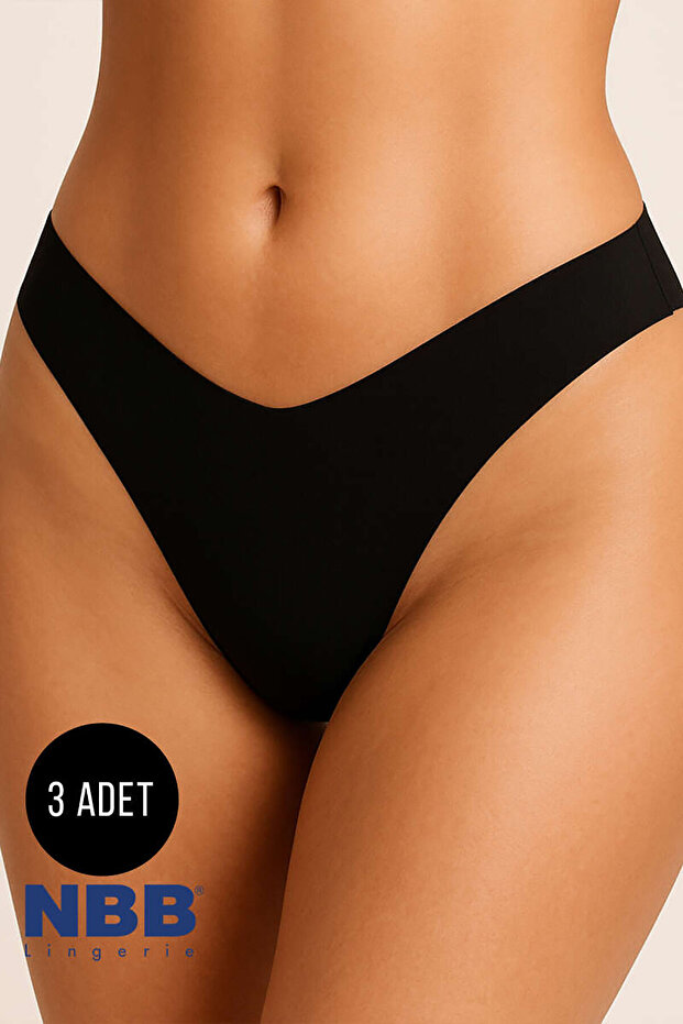 Siyah 3lü Lazer V Shape Brazillian Külot