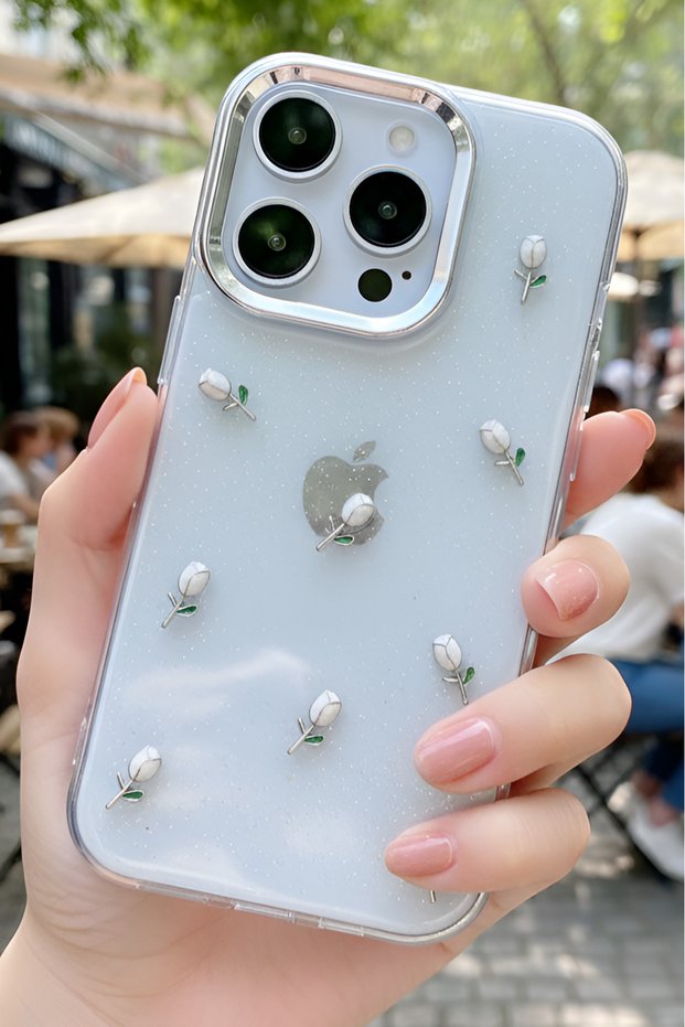 iPhone 14 Pro Max Case Glitter Transparent Pole Cover with Airbag Design