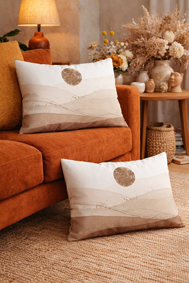 Painting Pattern Desert Sands Patterned 2-Piece Rectangular Throw Pillow Cover - 4