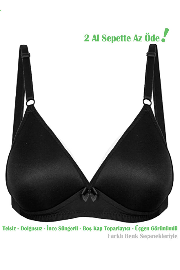Women's Black Triangle Look Empty Cup Sponge Wire Free Bra