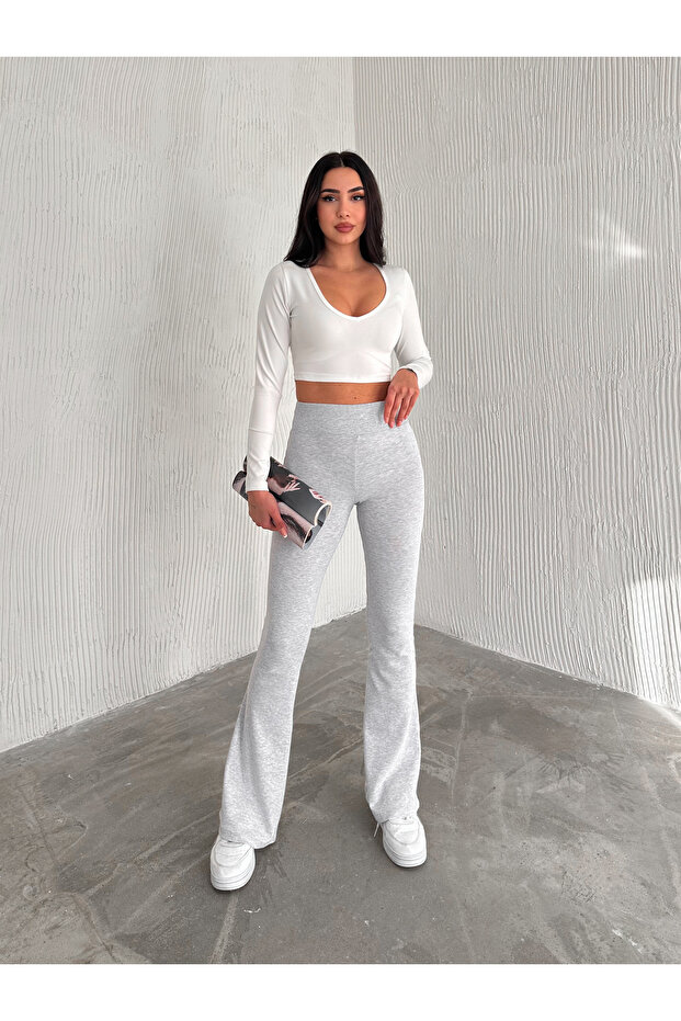Women's High Waist Combed Cotton Spanish Leggings Trousers