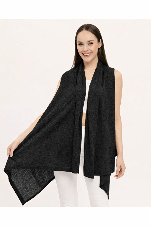 Slim Short Knitwear Poncho Vest – Chiffon Look, Lightweight and Stylish