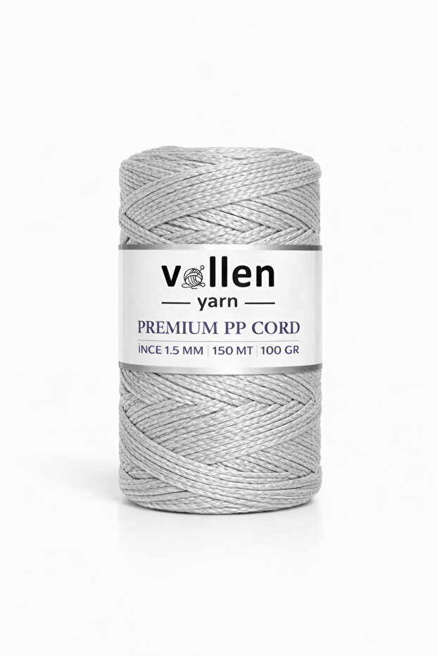 1.5mm-150mt Polyester Macrame Thread, Supla Thread, Bag Thread, Bracelet Thread, Macrame, Light Gray - 1