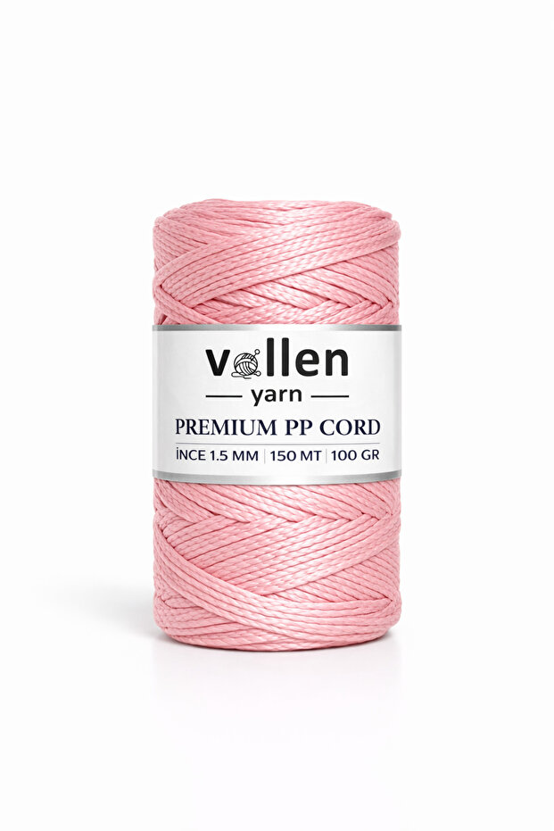 1.5mm-150m Polyester Macrame Thread, Supla Thread, Bag Thread, Bracelet Thread, i Macrame, Powder Pink - 1