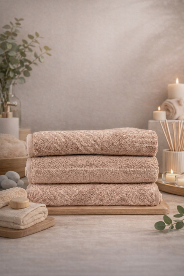 Yarn Dyed 100% Cotton Brown Face Towel - Pack of 3