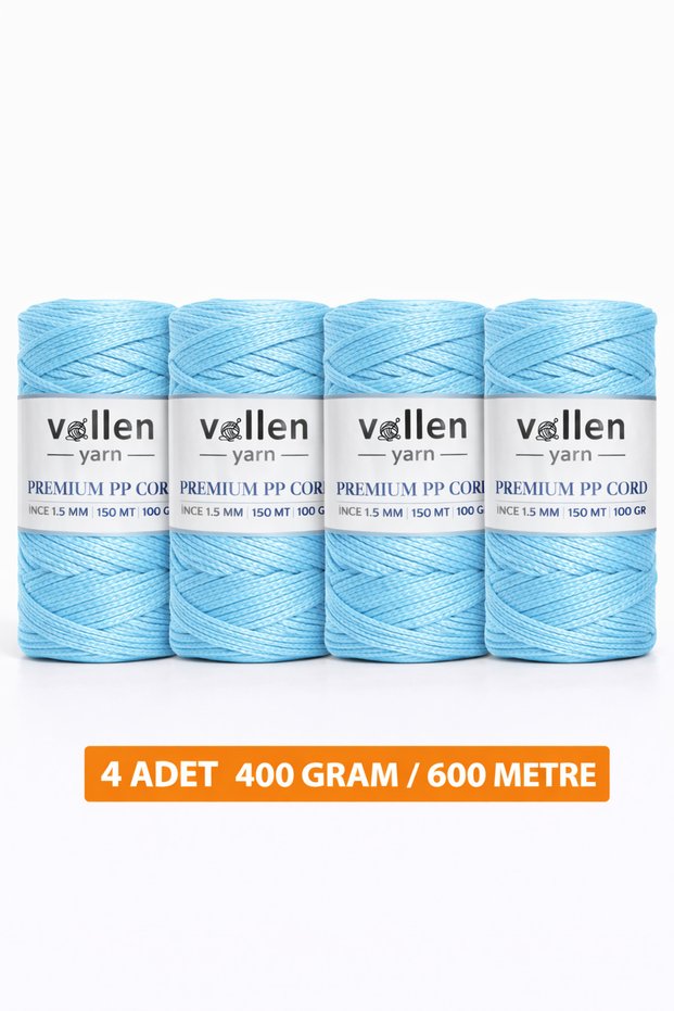 600m Polyester Macrame Rope, Bracelet Rope, Bag Rope, Bracelet Rope, macrame, baby Blue 1.5mm-400gr