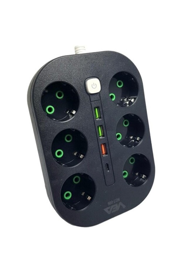 Ve-22399 - 6 Pcs 1.5 Meter Cable, Current Shielded Socket Socket 3 X Usb+Type-C - 4