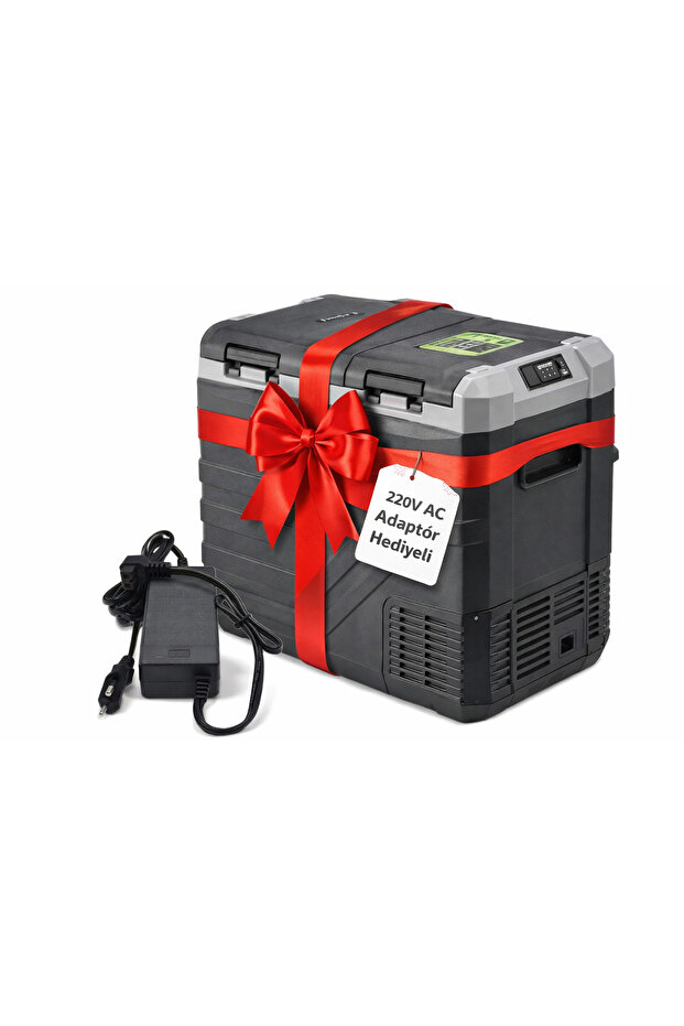 DEMMON Aymar 50 Litre Çift Kapak Oto Buzdolabı 12V 24V 220V Adaptörlü Araç,Karavan,Tır Derin Dondurucu