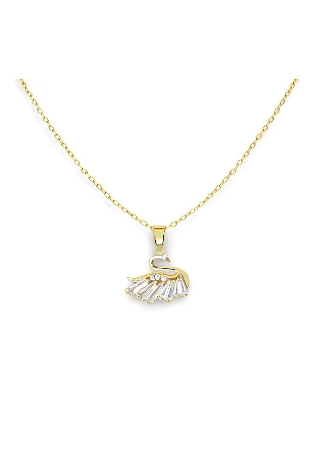Steel Swan Necklace Gold – Women's Necklace with Minimal Swan Figure