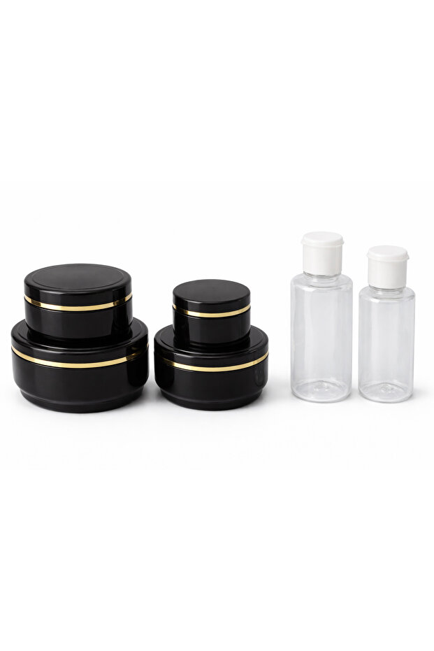 طقم سفر 6 قطع 150-100-50-25 مل علبة مستحضرات تجميل بلاستيكية فارغة 100-50 مل زجاجة فارغة للحيوانات الأليفة