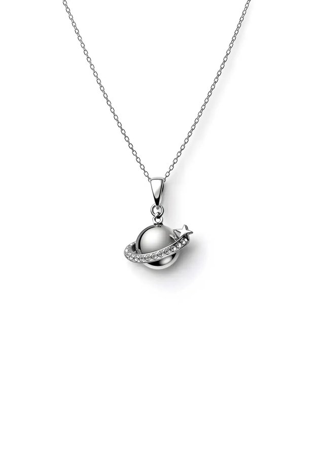 Silver Color Steel Planet Necklace with Zircon Stone - Lerosy Co.