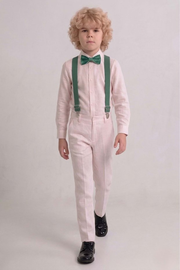 White Pants and Shirt Boys' Suit M00809 White - Green