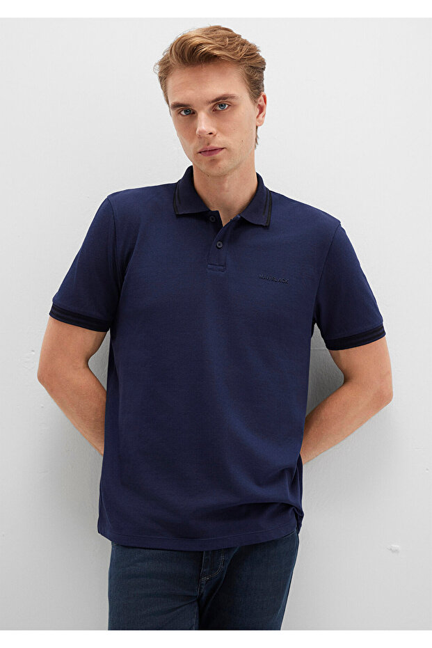 Black Navy Blue Polo T-Shirt Regular Fit / Standard Cut 0612875-86415