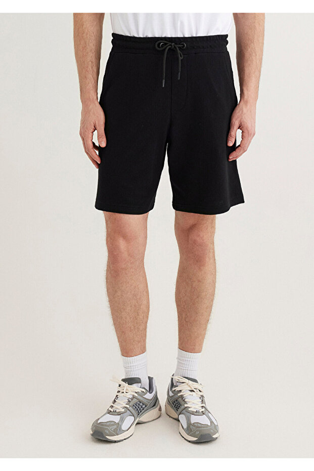 Siyah Örme Şort 066694-900 - 3