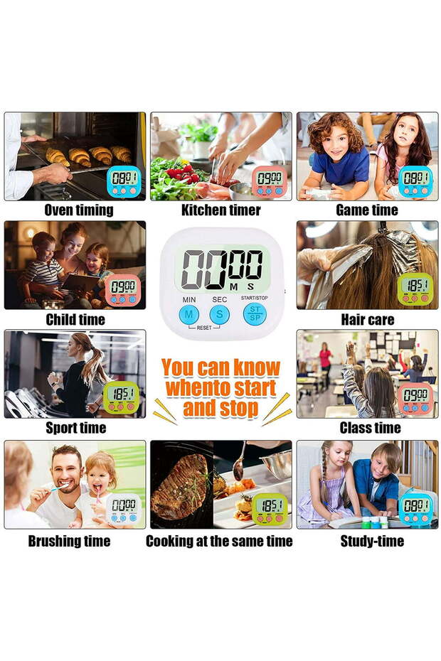 4-Piece Multi-Function Electronic Timer, Learning Management, Suitable for Kitchen - 6