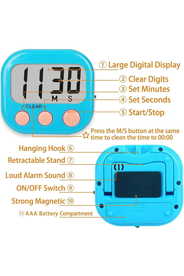 4-Piece Multi-Function Electronic Timer, Learning Management, Suitable for Kitchen - 7