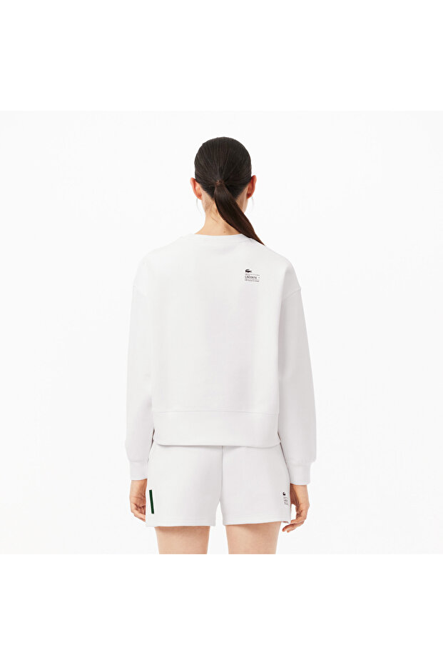 Kadın Oversize Fit Bisiklet Yaka Beyaz Sweatshirt - 3