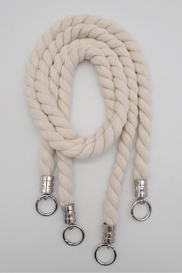 Cotton Rope Model Double Bag Handle with Silver Metal