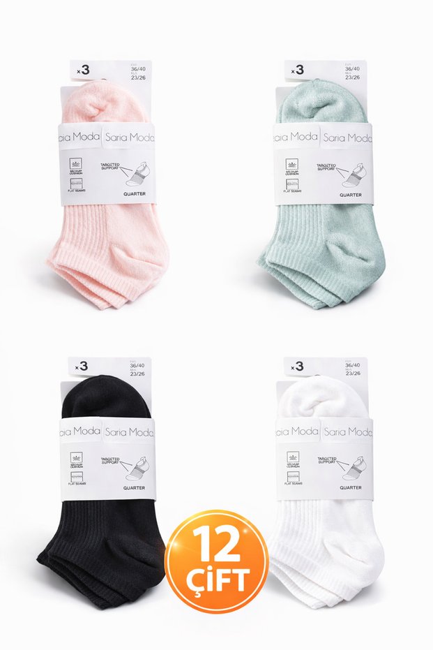 12 Pairs + Colors Cotton Women's Derby Booties Socks