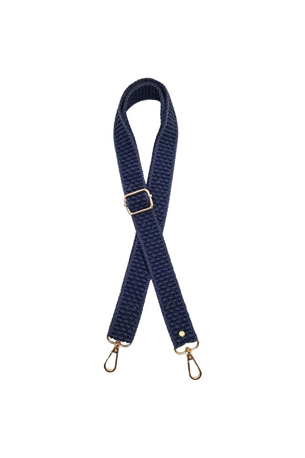 Angel Bag Accessory 120X3 cm Polyester Column Bag Handle Navy Blue Color Light Gold Metallic