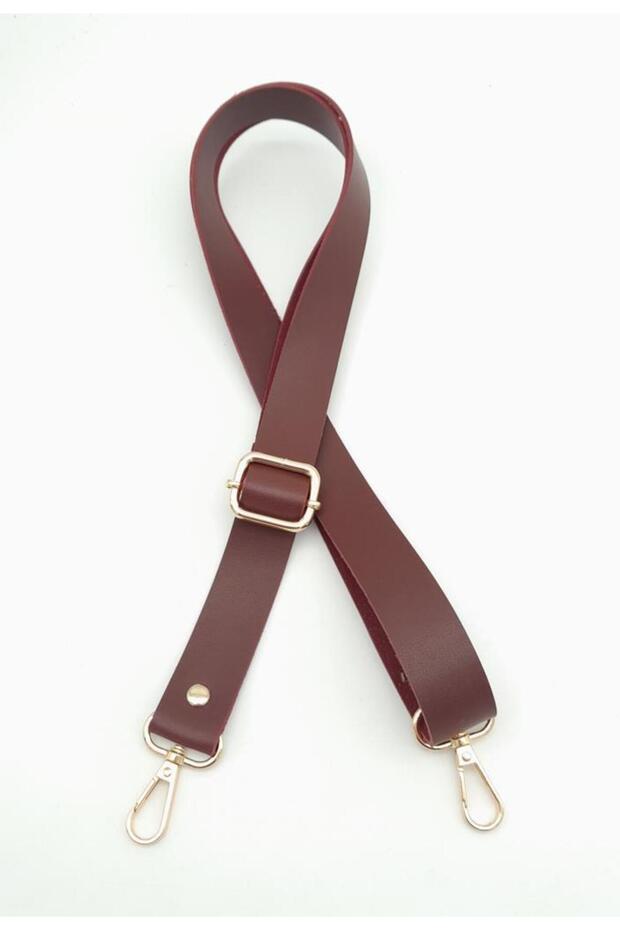 Adjustable Faux Leather Bag Handle 120X2.4 cm Burgundy Light Gold Metal