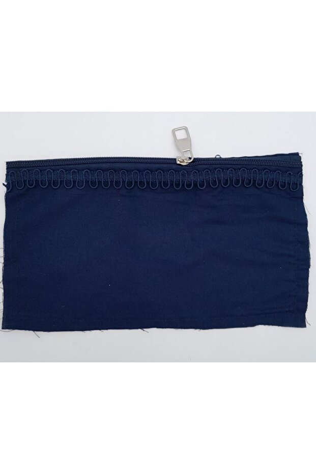 25x15 cm Sewn Zippered Lining Navy Blue Color
