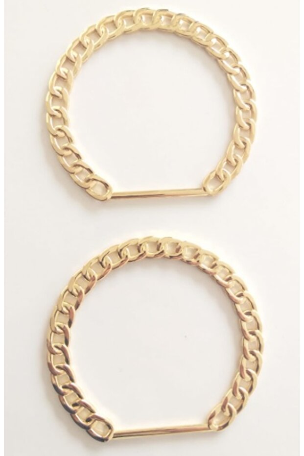 Light Gold Color, Chain Look Partly Round Metal Bag Handle