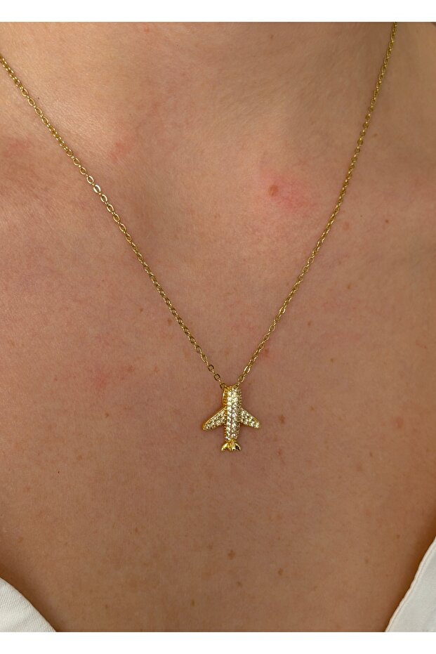 Steel Plane Figure Necklace 40+5 cm