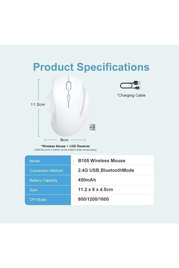 ماوس لاسلكي بتقنية البلوتوث، 3 أوضاع، ماوس كمبيوتر مريح - 5