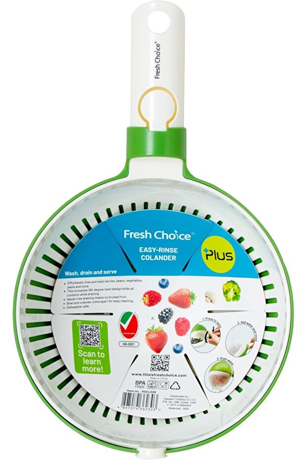 Easy-Rinse Colander Twist Bowl Strainer for Washing Draining and Serving KGCL026