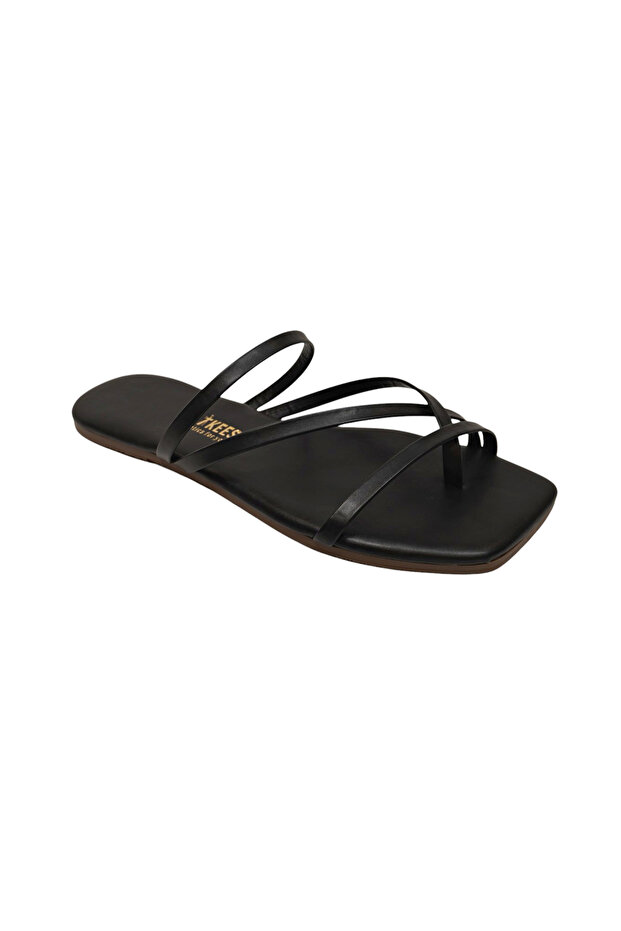 Women's Square Toe Flip-Flops with Black Cross Straps, Stylish Daily Slippers