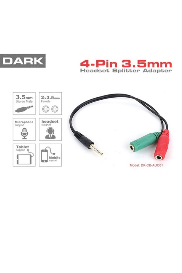 Dark dk-cb-auc01 1x male stereo 2x female audio interconnect cable